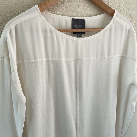 LYSSE New York women’s blouse knit and sheer | ivory | size medium - Picture 3 of 9